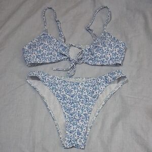 Floral Blue Bikini Set Small